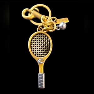 Letter "C" Brass Tennis Racquet Initial Keychain | Keyfob | Bag Charm